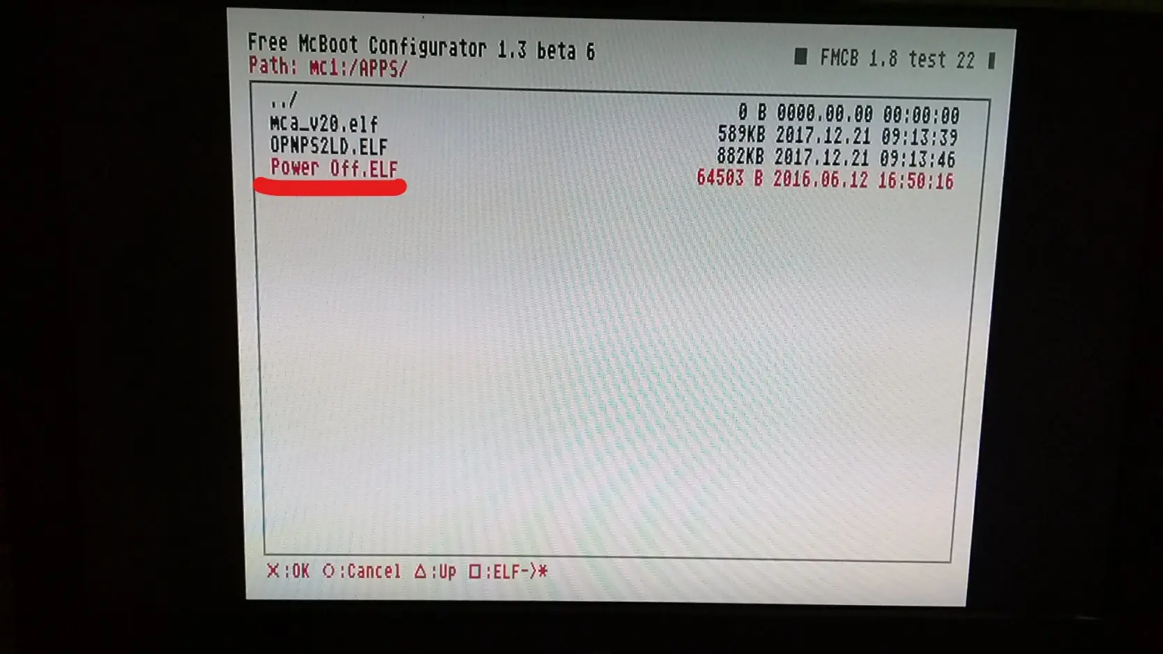 Power OFF en menu de ps2