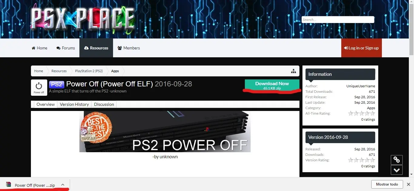 Power OFF en menu de ps2