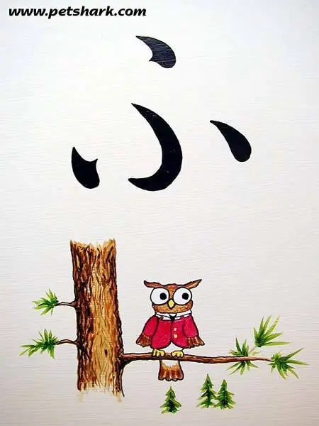Ilustraciones de fantasía en un mural de hiragana