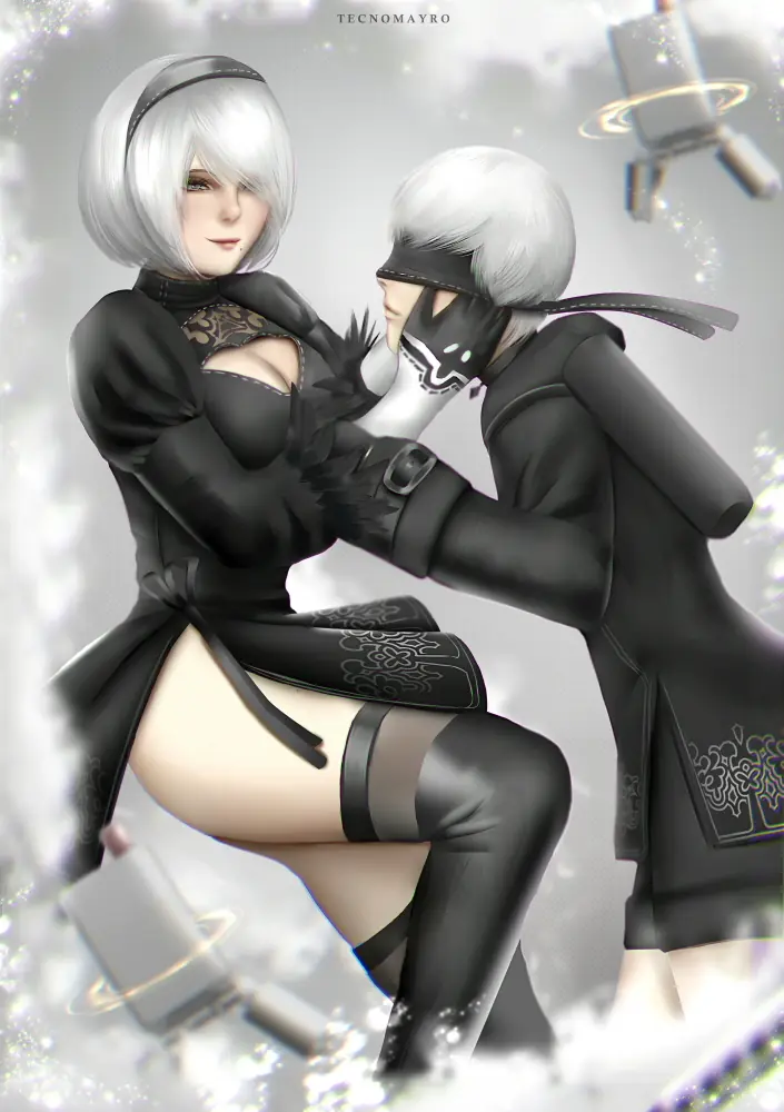 Dibujé a 2B con 9S de Nier Automata y te los muestro!