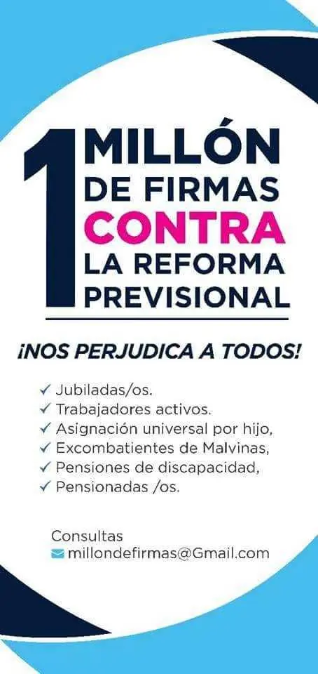 Un millón de firmas contra la Reforma Previsional