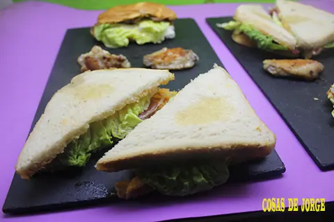 Triángulos de jamón y bollo de leche