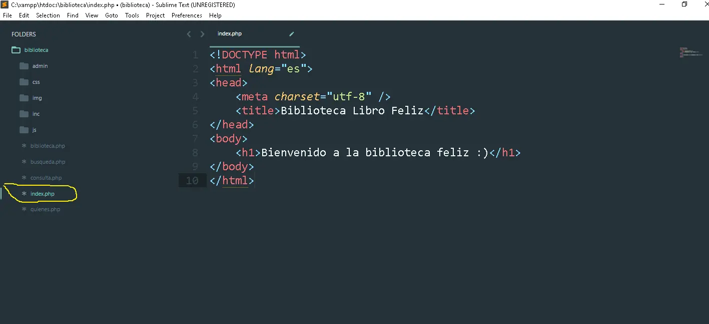 Programar biblioteca en php