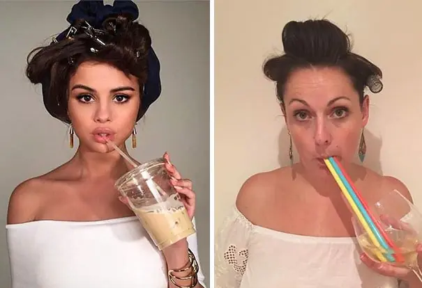 Mujer recreo las 17 fotos de famosos armando un escandalo