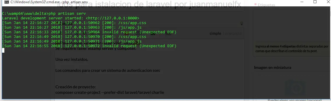 Comandos para istalacion de laravel por juanmanuelfx