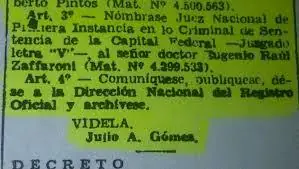 Zaffaroni de cómplice de la dictadura militar a idolo K