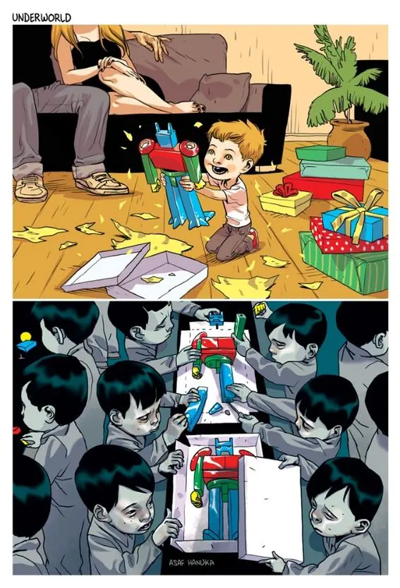 Ilustraciones reflejan nuestra cruda y absurda realidad
