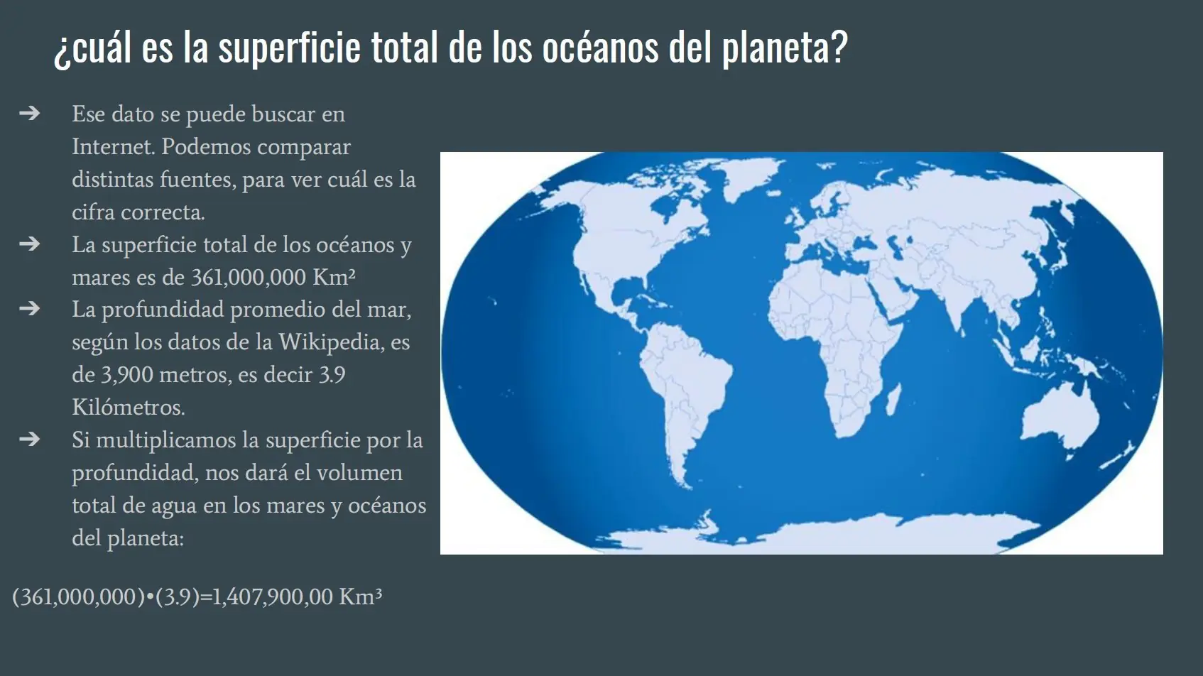 Calculé el volumen del mar y te lo muestro
