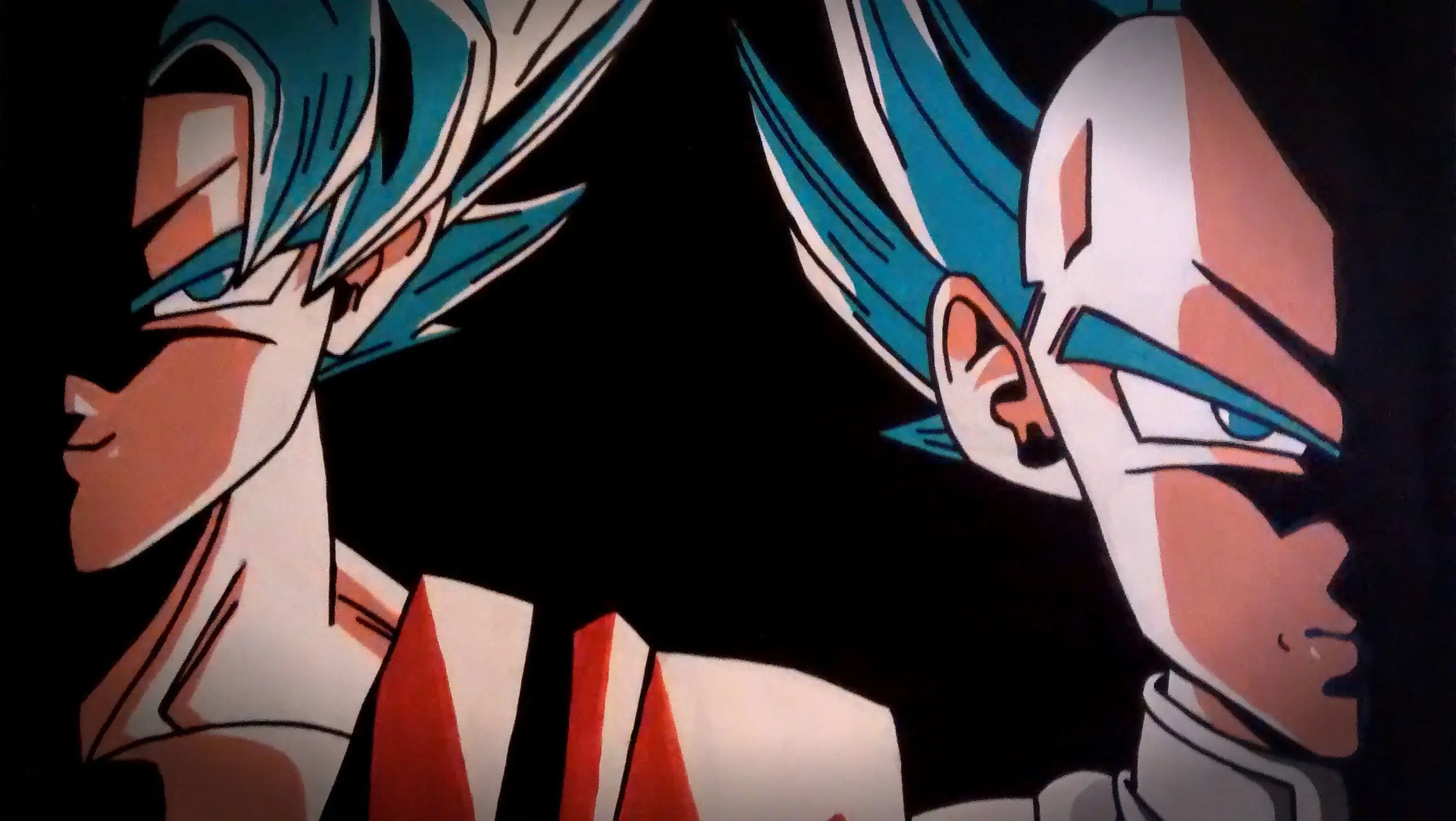 Mirá ese dibujo papá! Goku y Vegeta SSJ Blue