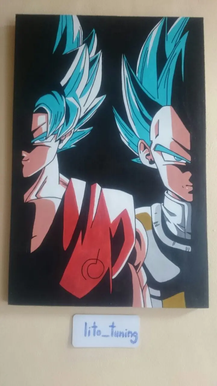 Mirá ese dibujo papá! Goku y Vegeta SSJ Blue