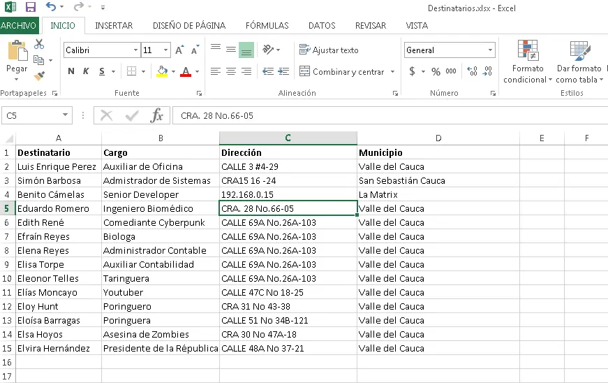 Crear una carta para varios destinatarios en Word