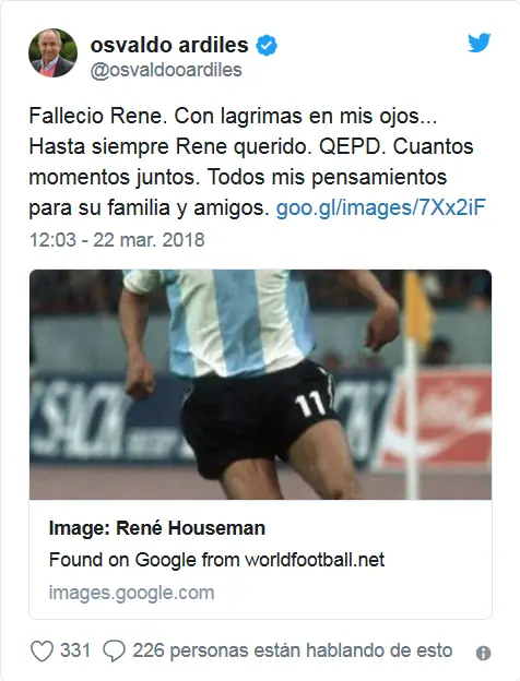 Luto: murió René Houseman. Adiós a un monstruo del fútbol