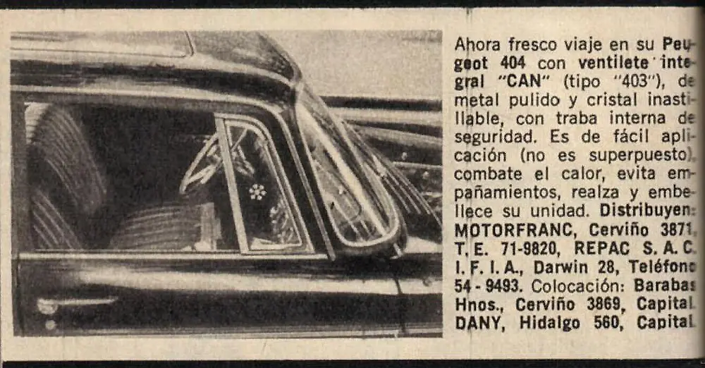 Ventilete para el Peugeot 404