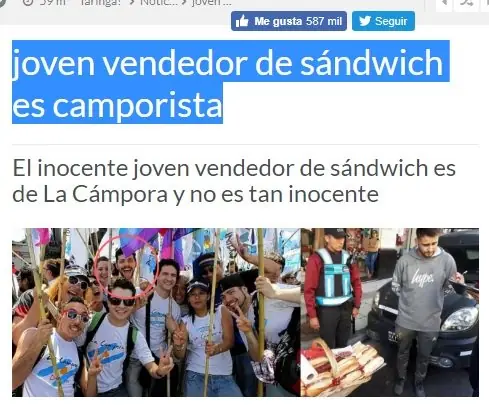 Desmintiendo joven vendedor de sándwich es camporista