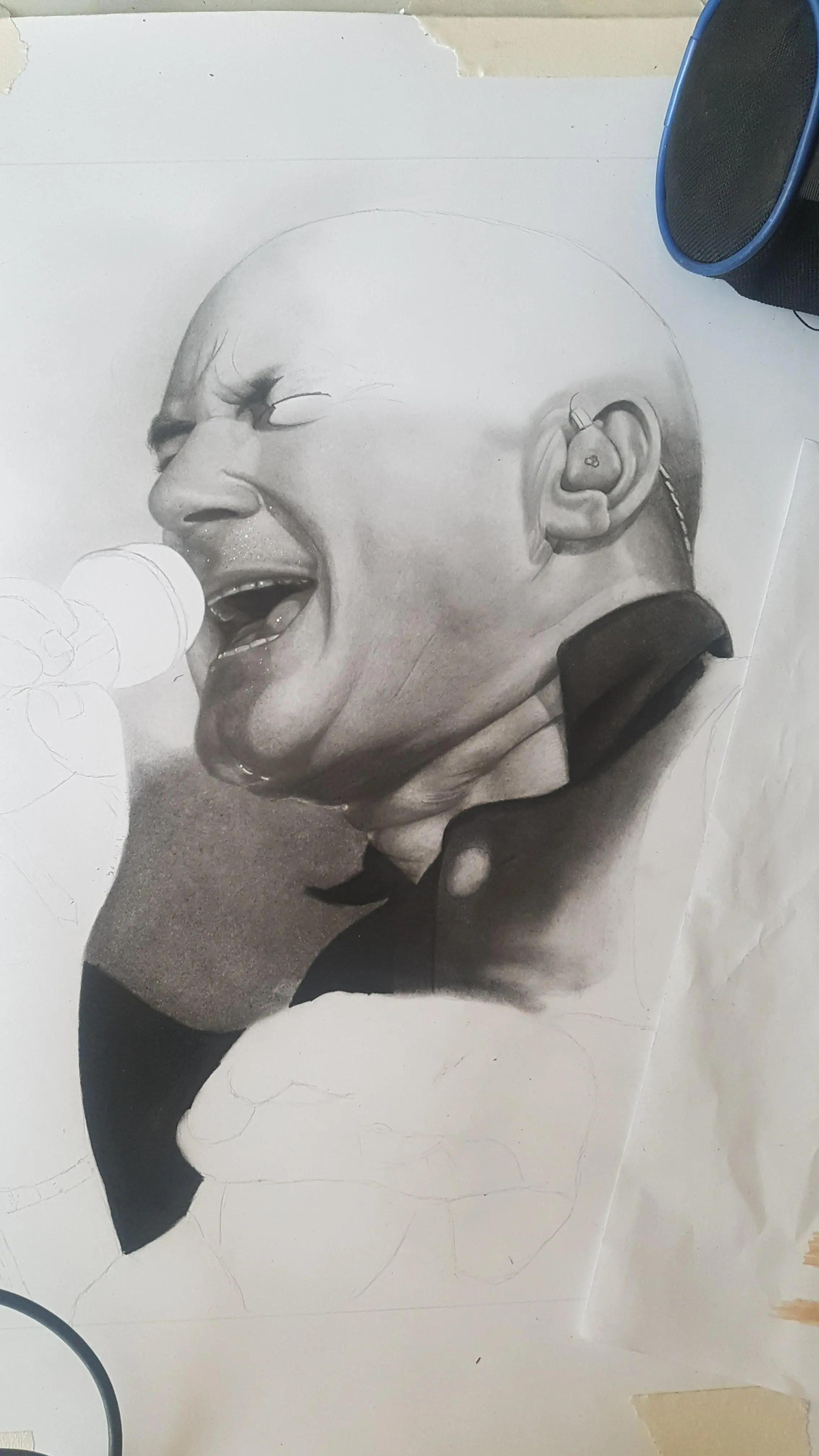 Phil Collins. Dibujo a lápiz