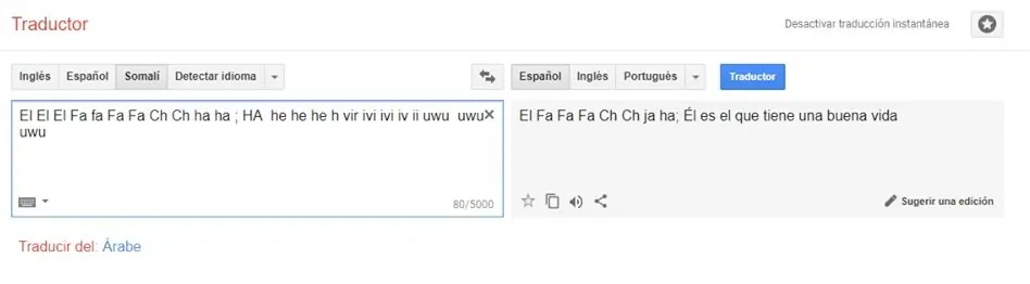 Mensajes de la Élite en el traductor