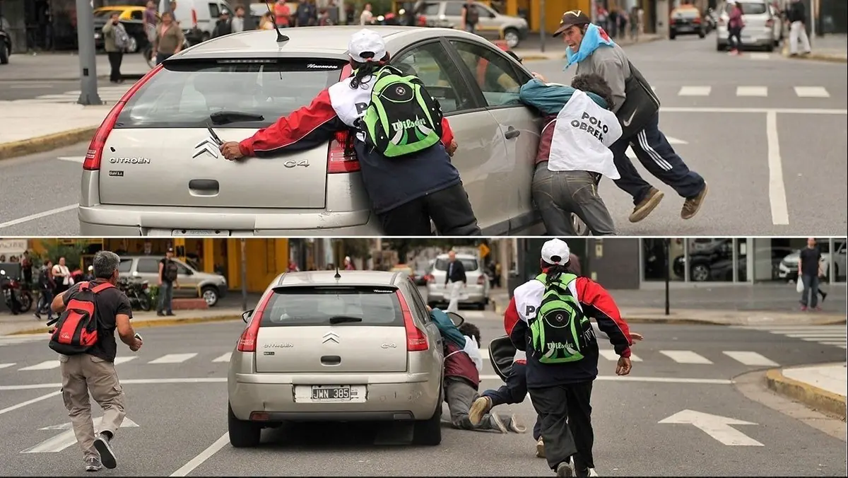 Arrastro 50 metros a piqueteros