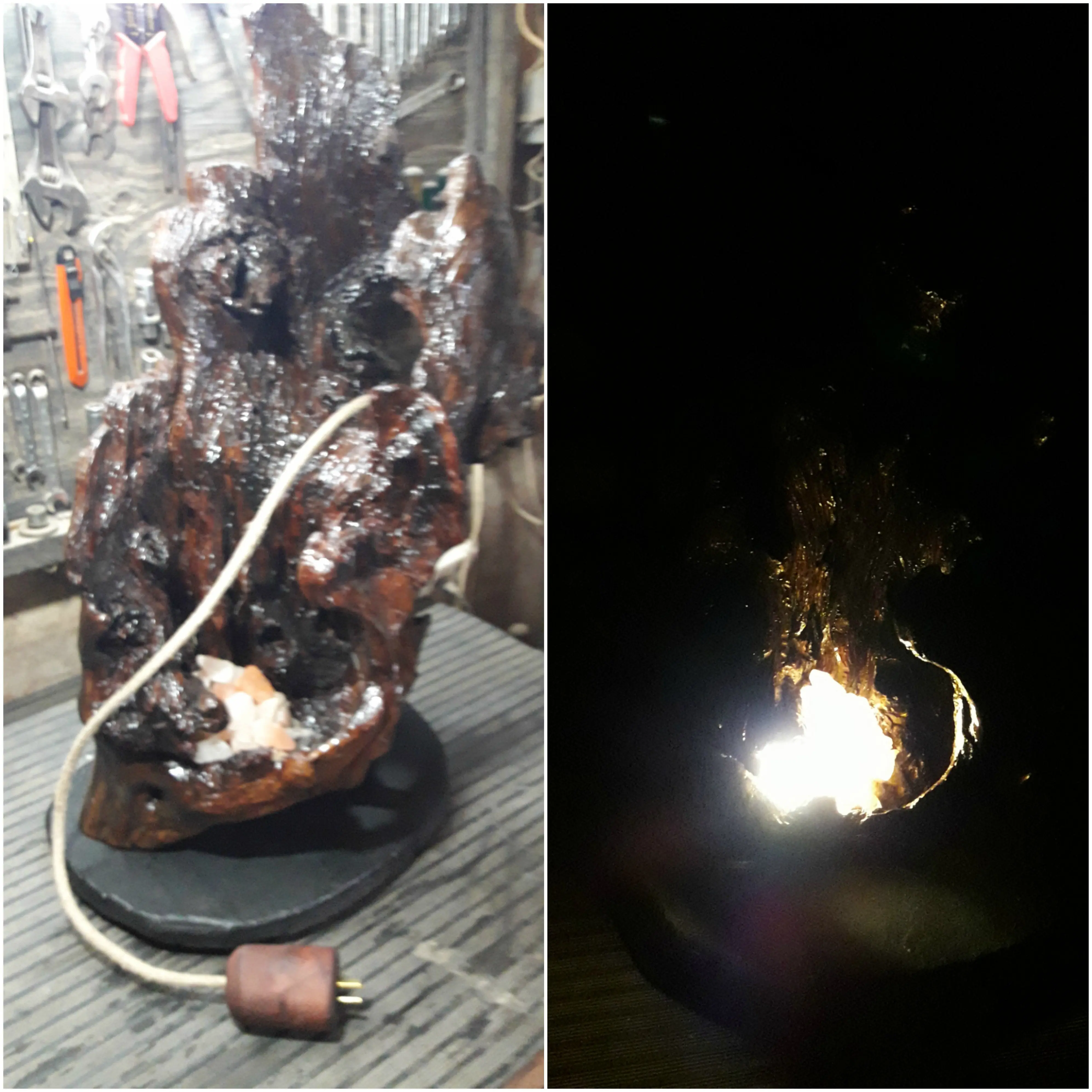 Lampara con piedras de cuarzo