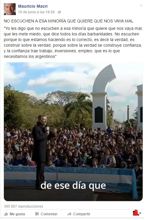La revolución de la alegría en el Facebook de Macri