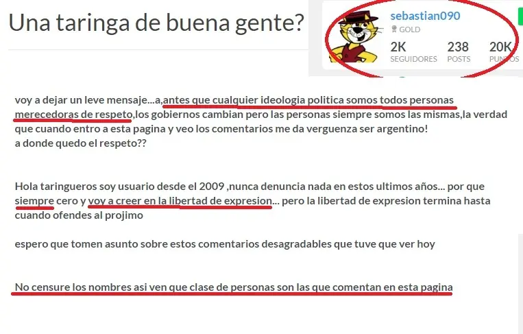 Una taringa de gente hipócrita?