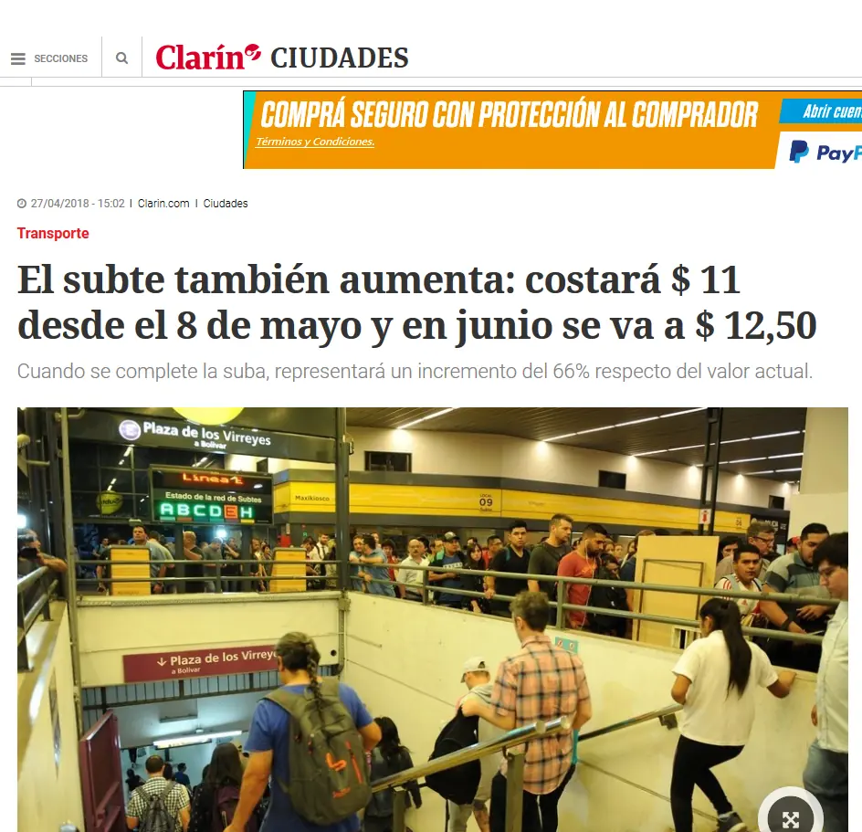 Aumentara el subte a $11 a partir del 1 de mayo