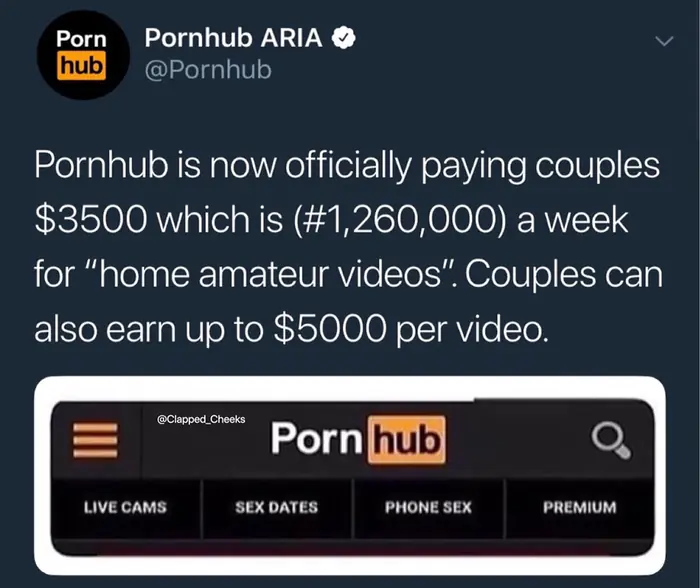 PornHub paga hasta 3500 dolares por videos caseros