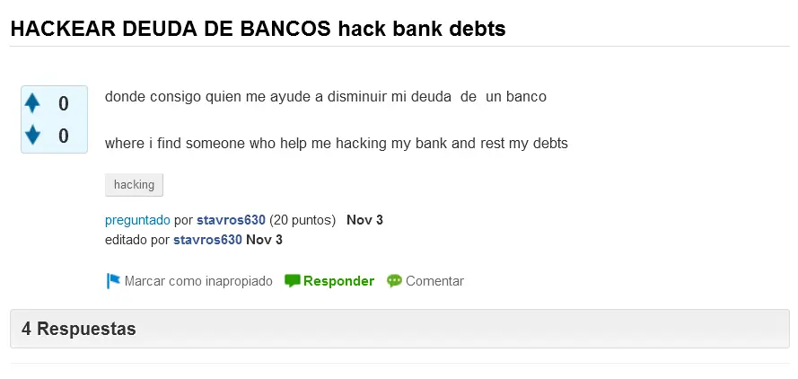 Que preguntas hacen en "yahoo respuestas" de la Darknet?