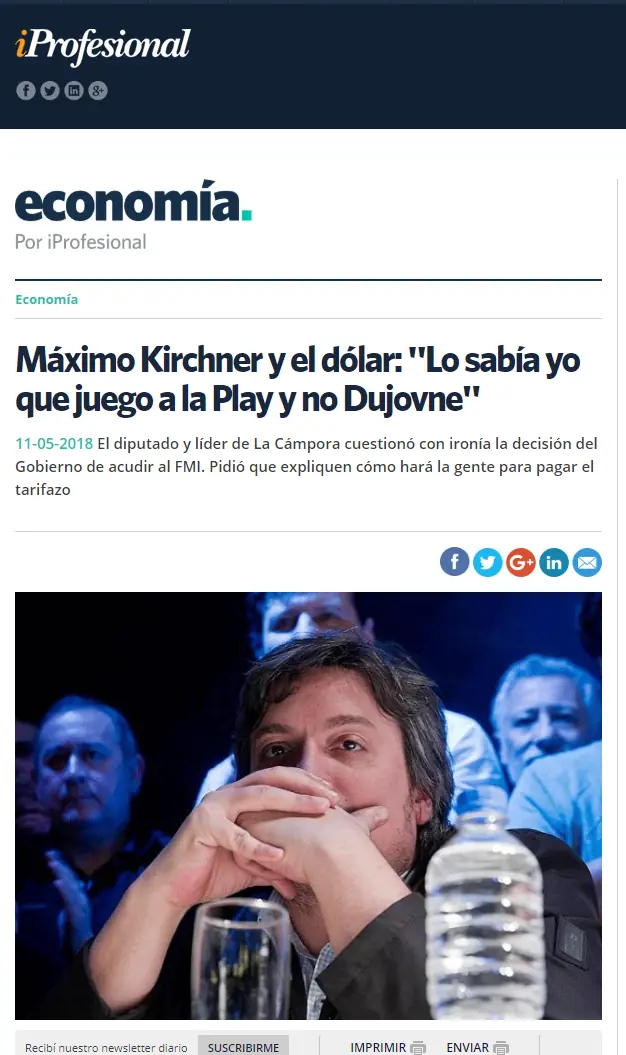 Maximo Kirchner admitio que juega a la Play station