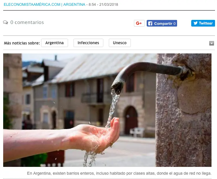 Argentina donde 8 millones personas no tienen agua potable
