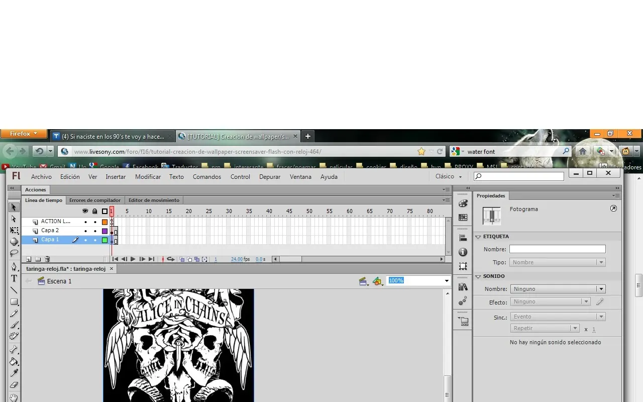 [tutorial] Crea tu wallpaper con reloj en adobe flash