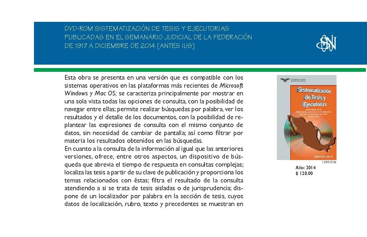 IUS Diciembre 2014 y DVD's de legislaciones mexicanas