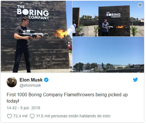 Elon Musk entrega los primeros mil lanzallamas