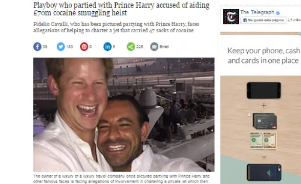 El príncipe Harry amigo de un supuesto traficante