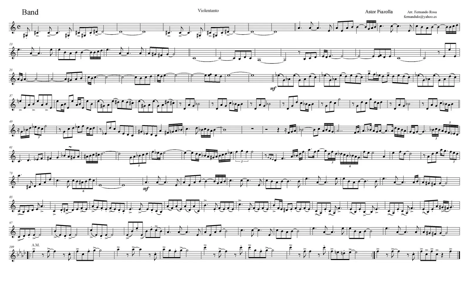 Astor Piazzolla - Violentango - partituras y videos