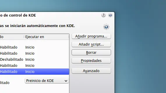 KDE: Agregando y quitando la ejecución de aplicaciones