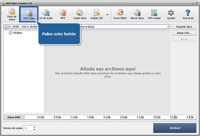 grabar una carpeta de archivos de vídeo DVD en un disco DVD