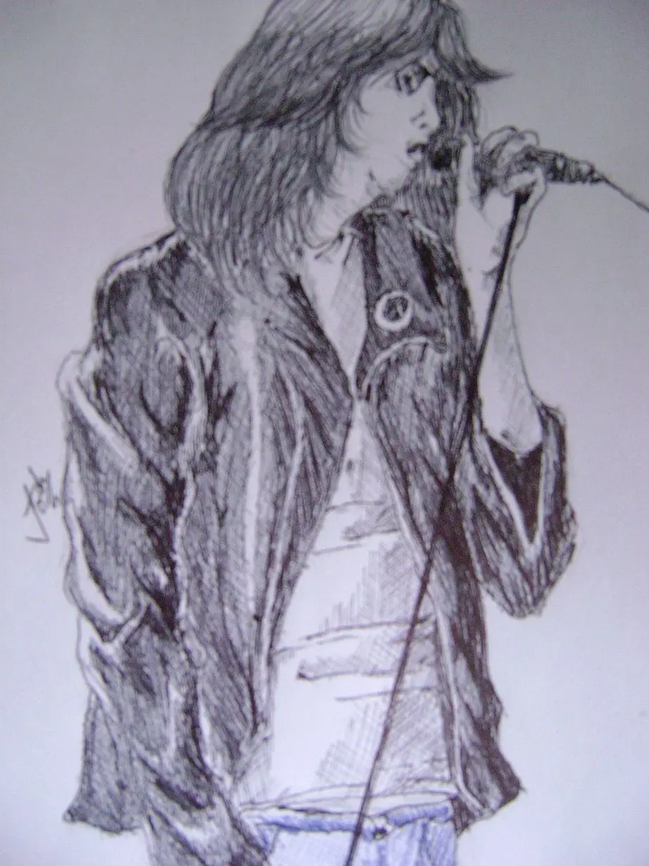 Mi dibujo de Joey ramone en lapicero