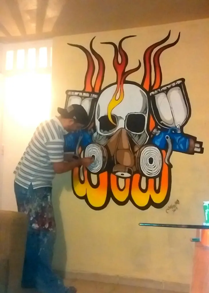 Mi mural en un taller de hojalateria, paso a paso