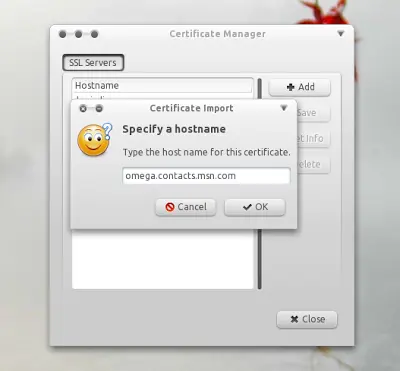 Arreglar Pidgin [Omega.contacts.msn.com Certificate Error]