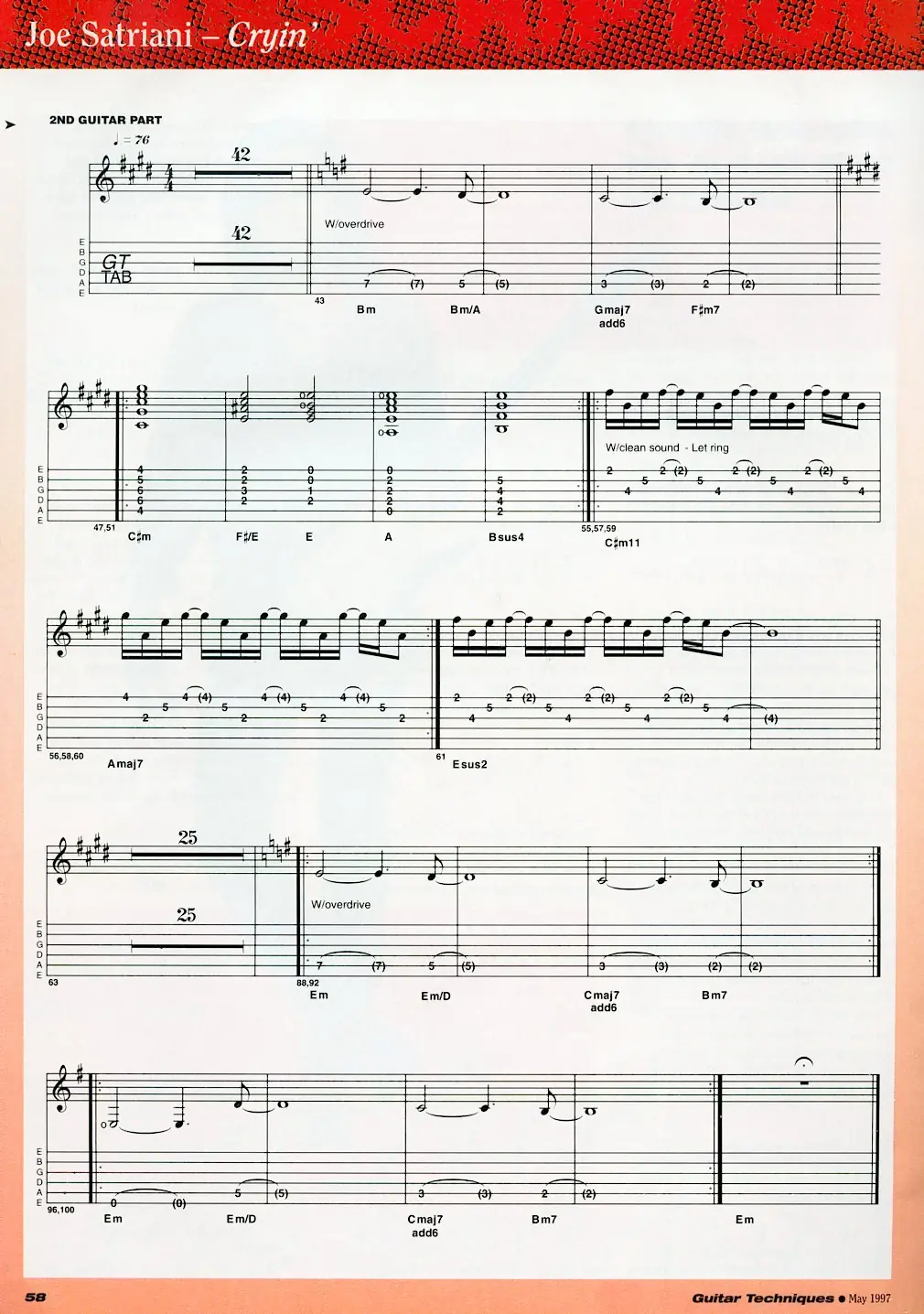 Crying de Joe Satriani transcripcion para guitarra exacta