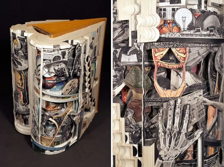 Cirujano de libros, los talla con instrumentos de cirugía