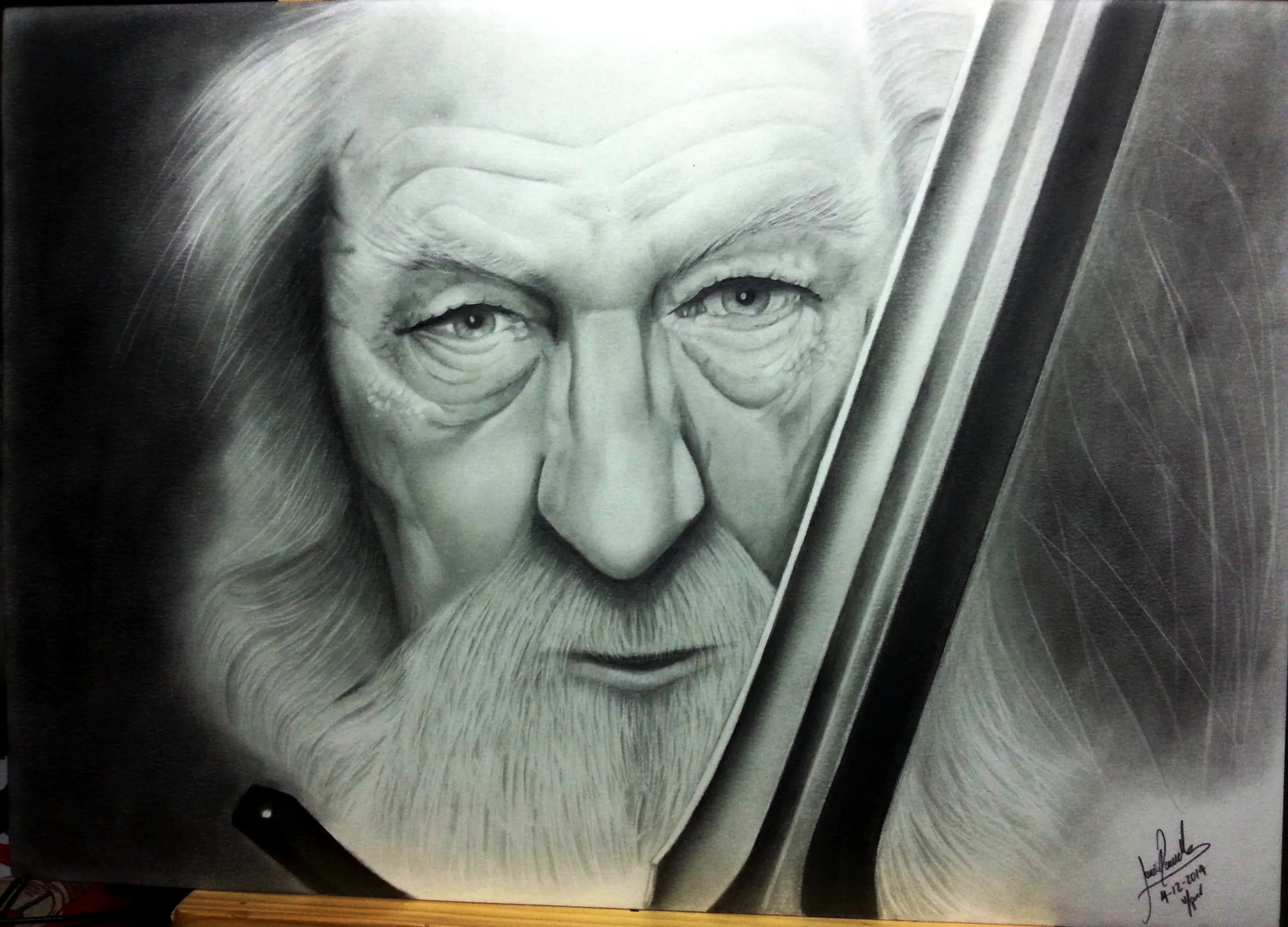 retrato a lapiz de gandalf