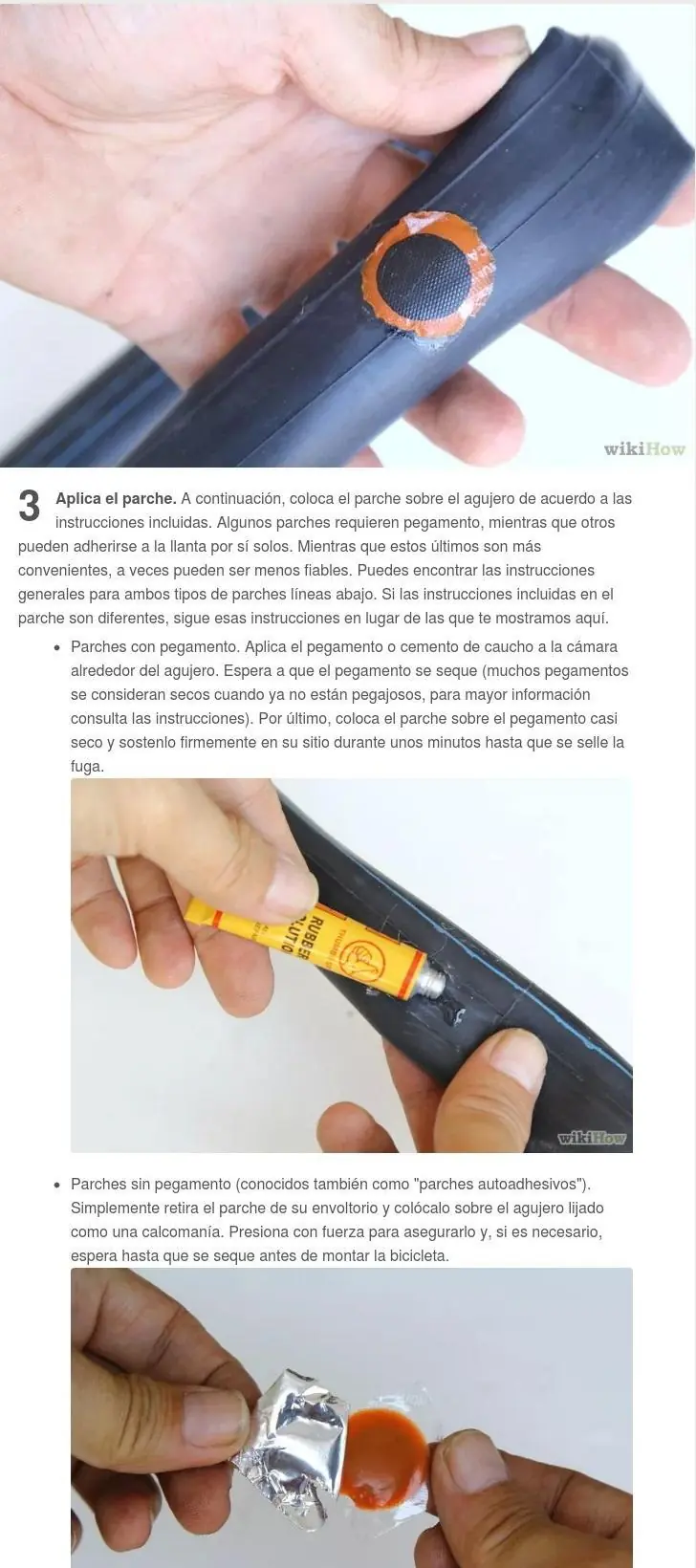 Cómo poner un parche a la cámara de una bicicleta