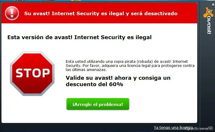 Solución definitiva al cartel del avast! es ilegal