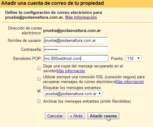 correo entrante