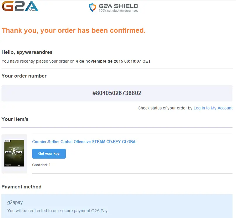 Comprar en g2a con bits