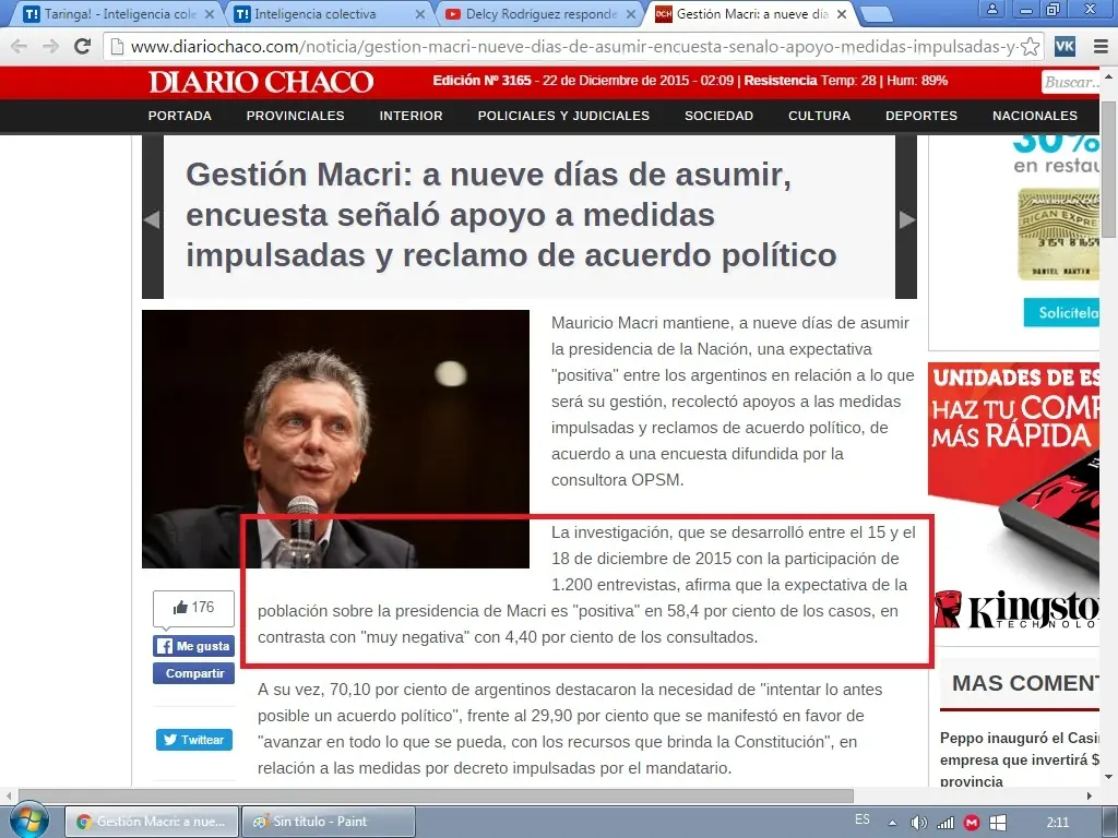 macri solo gana en taringa