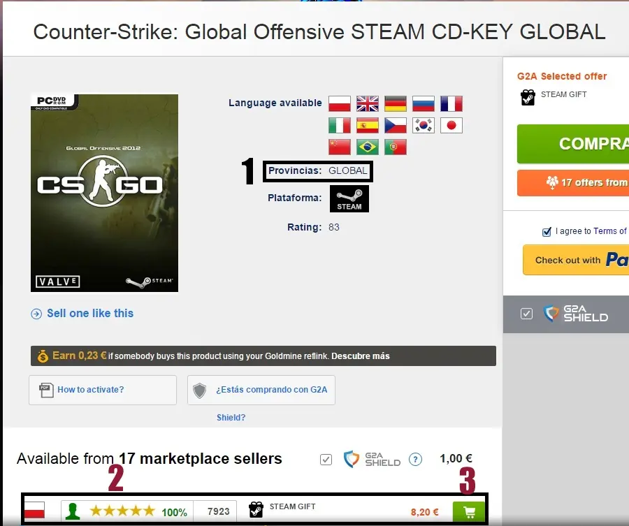 Comprar en g2a con bits