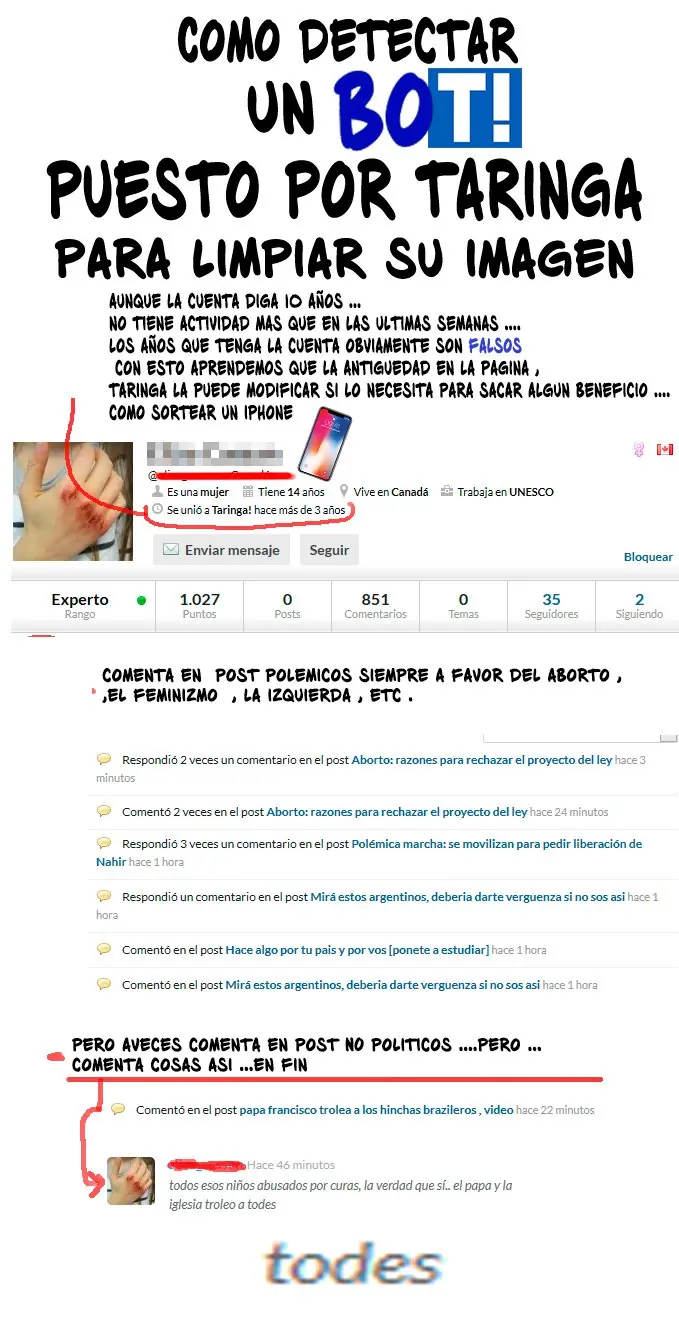 Como detectar un bot progresista puesto por taringa