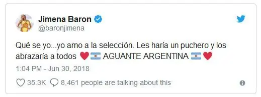 Jimena Barón consoló a la selección